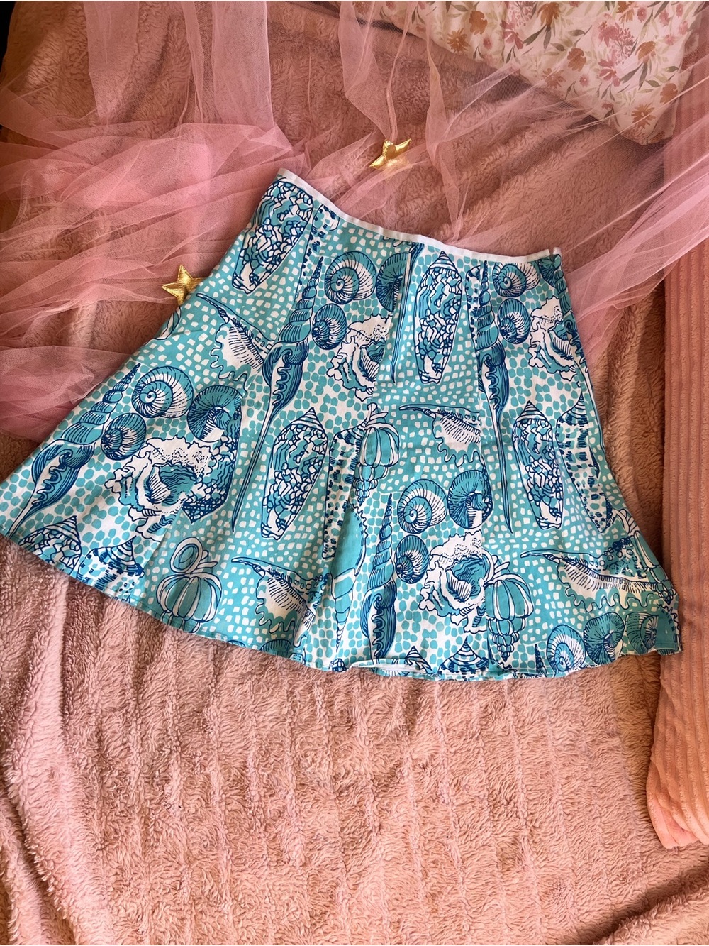 Key West Aqua Seashell Pleated Skirt | Size 6 | EUC | Vacation Ready 🏖️